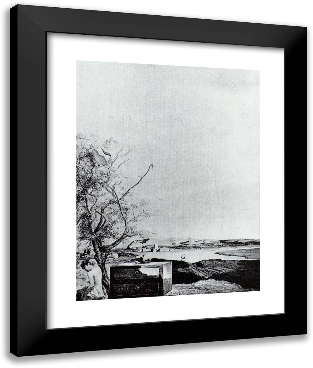 Aerodynamic Chair 20x24 Black Modern Wood Framed Art Print Poster by Dali, Salvador