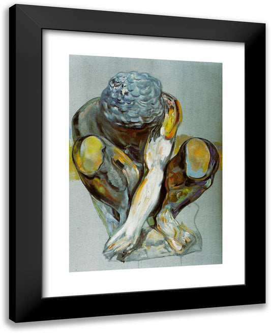 After Michelangelo's 'squatting Child' 19x24 Black Modern Wood Framed Art Print Poster by Dali, Salvador