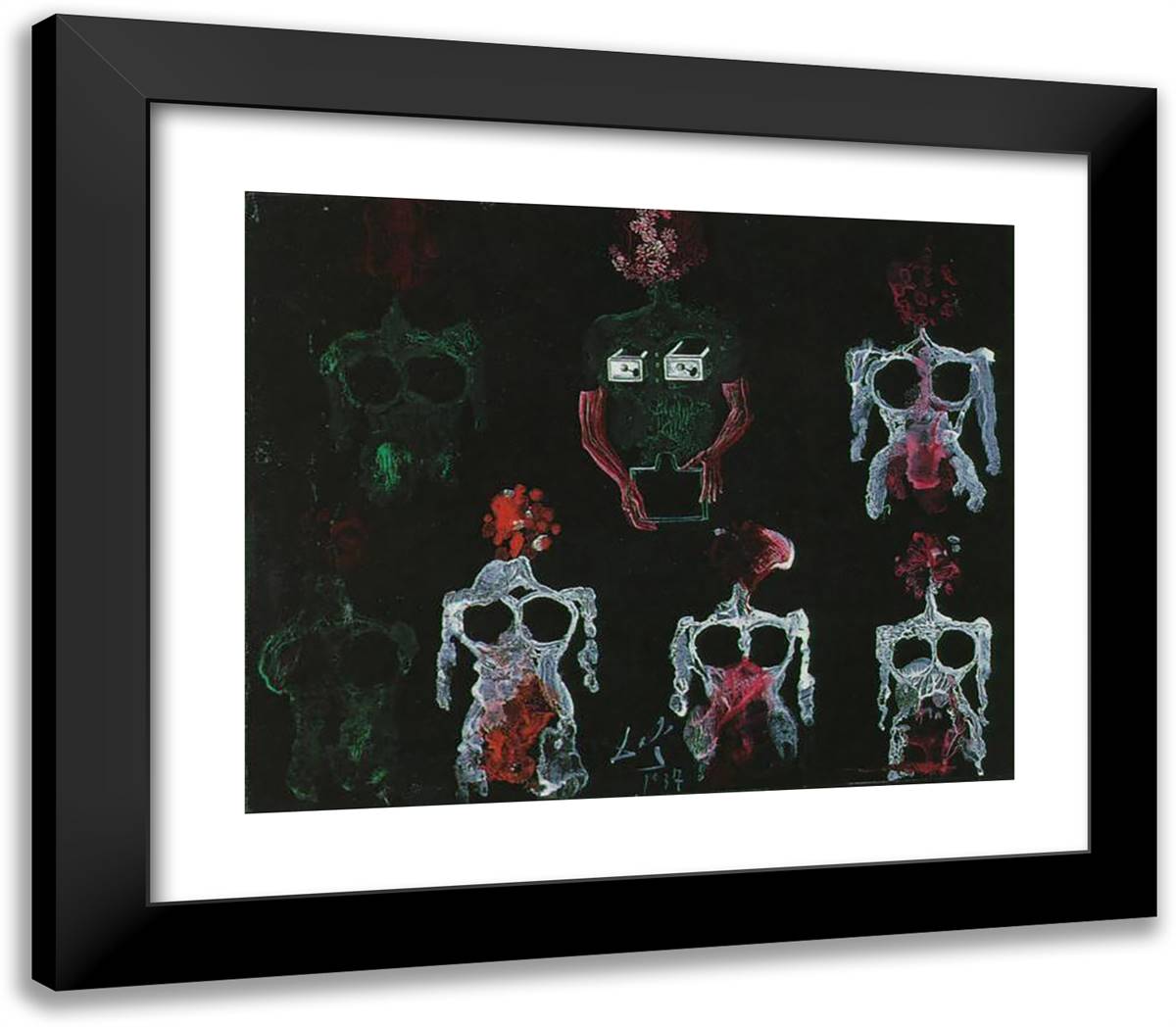Anatomical Studies - Transfer Series 23x20 Black Modern Wood Framed Art Print Poster by Dali, Salvador