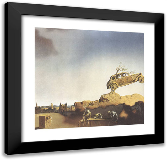 Apparition of the Town of Delft 21x20 Black Modern Wood Framed Art Print Poster by Dali, Salvador