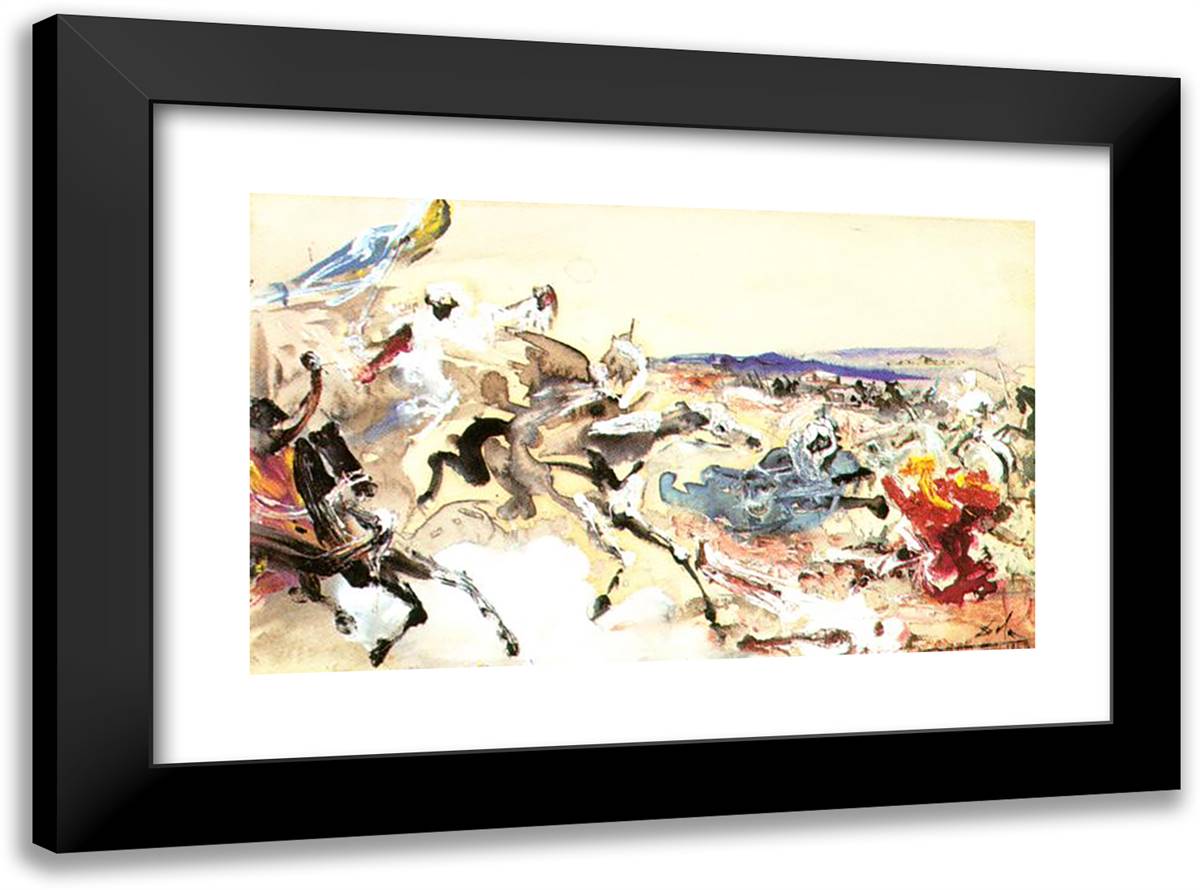Arabs. Study for 'the Battle of Tetuan' 24x18 Black Modern Wood Framed Art Print Poster by Dali, Salvador