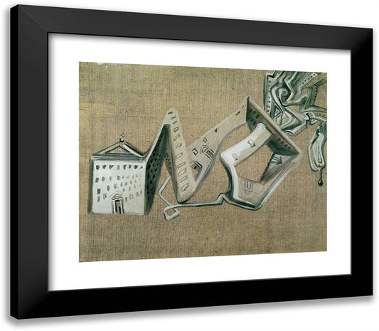 Architectural Contortion of El Escorial 23x20 Black Modern Wood Framed Art Print Poster by Dali, Salvador
