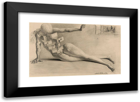 City of Drawers 24x18 Black Modern Wood Framed Art Print Poster by Dali, Salvador