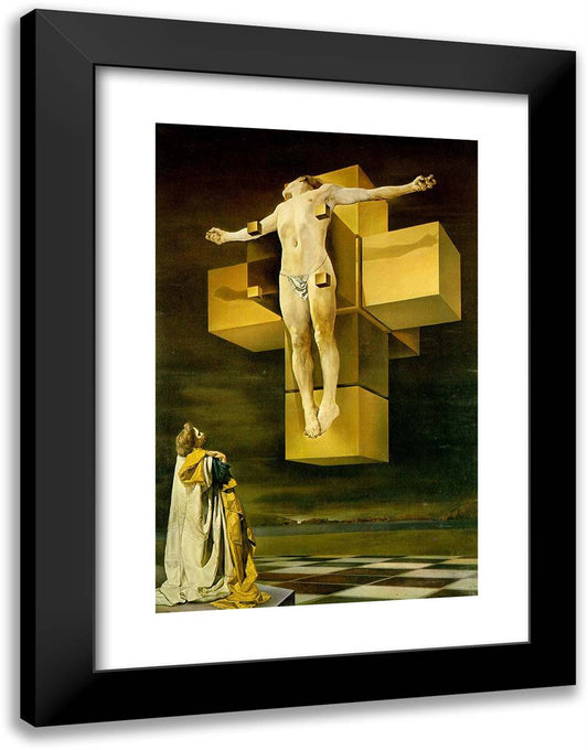 Crucifiction 18x24 Black Modern Wood Framed Art Print Poster by Dali, Salvador
