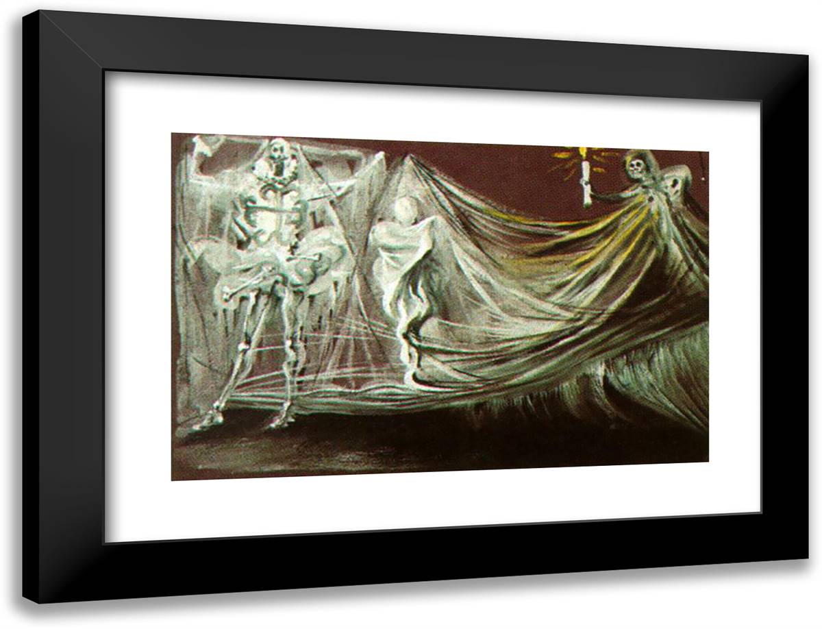 Design for the Death Scene in 'Don Juan Tenorio' 24x18 Black Modern Wood Framed Art Print Poster by Dali, Salvador