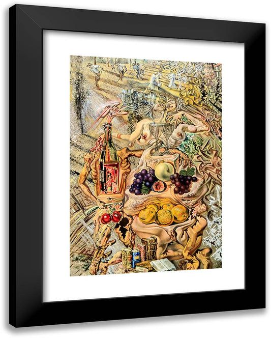 Dionysus Spitting the Complete Image of Cadaques on the Tip of the Tongue of a Three-Storied Gaudinian Woman 19x24 Black Modern Wood Framed Art Print Poster by Dali, Salvador