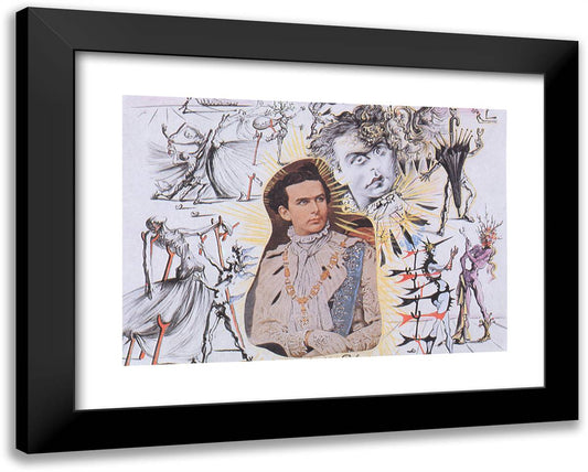 Drawing for Bacchanale Ludwig II of Bavaria 24x19 Black Modern Wood Framed Art Print Poster by Dali, Salvador