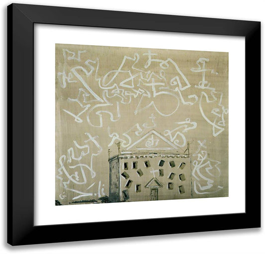 El Escorial and Catastrophe-Form Calligraphy 21x20 Black Modern Wood Framed Art Print Poster by Dali, Salvador