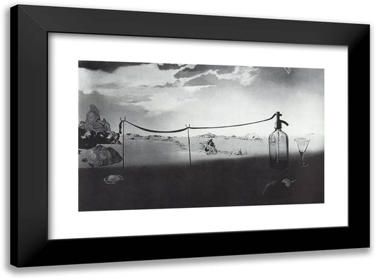 Enchanted Beach (Long, Siphon) 24x18 Black Modern Wood Framed Art Print Poster by Dali, Salvador