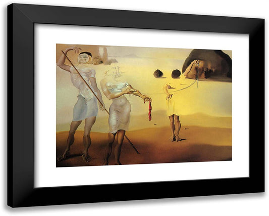 Enchanted Beach with Three Fluid Graces 24x19 Black Modern Wood Framed Art Print Poster by Dali, Salvador