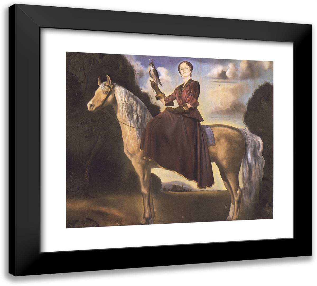 Equestrian Fantasy Portrait of Lady Dunn 22x20 Black Modern Wood Framed Art Print Poster by Dali, Salvador