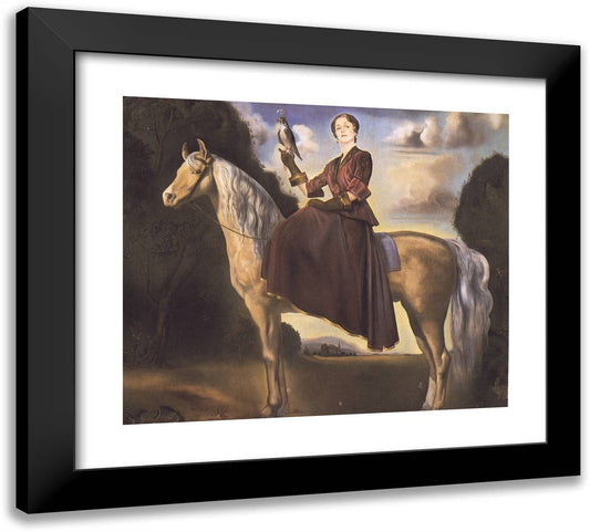 Equestrian Fantasy Portrait of Lady Dunn 22x20 Black Modern Wood Framed Art Print Poster by Dali, Salvador