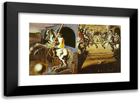 Equestrian Parade (Possibly Set Design for 'Romeo and Juliet') 24x17 Black Modern Wood Framed Art Print Poster by Dali, Salvador