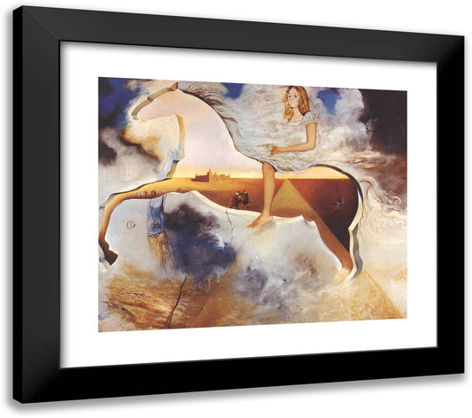 Equestrian Portrait of Carmen Bordiu-Franco 23x20 Black Modern Wood Framed Art Print Poster by Dali, Salvador
