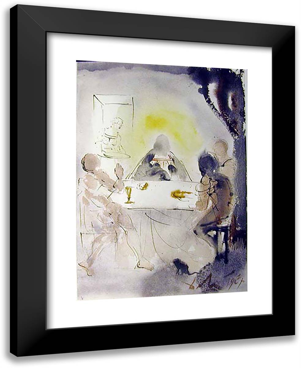 Et Cognoverunt Eum in Fractione Panis 19x24 Black Modern Wood Framed Art Print Poster by Dali, Salvador