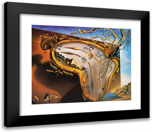 Exploading Melting Clock 23x20 Black Modern Wood Framed Art Print Poster by Dali, Salvador