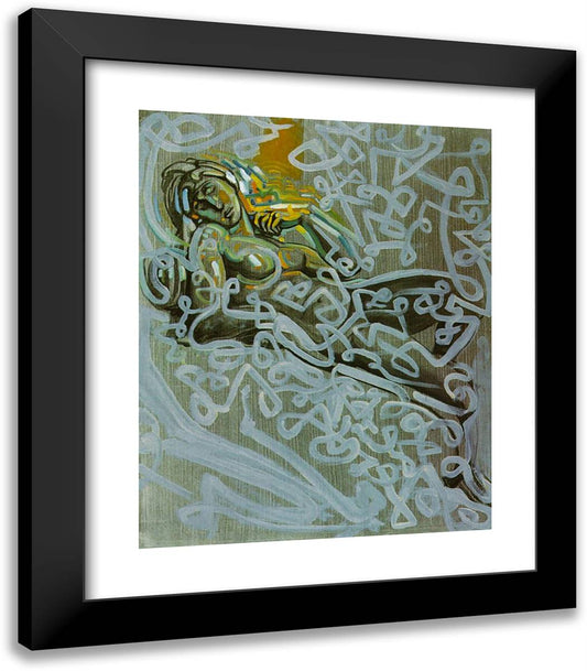 Figure After Michelangelo's 'Dawn' on the Tomb of Lorenzo Di Medici 20x23 Black Modern Wood Framed Art Print Poster by Dali, Salvador