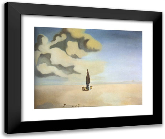 Figure and Drapery in a Landscape 24x20 Black Modern Wood Framed Art Print Poster by Dali, Salvador