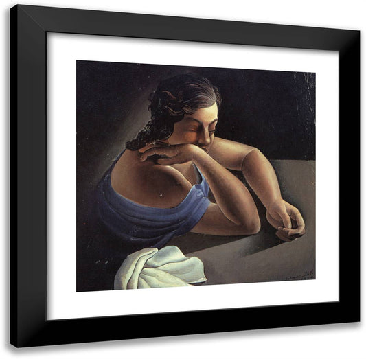 Figure at a Table (Portrait of My Sister) 20x20 Black Modern Wood Framed Art Print Poster by Dali, Salvador