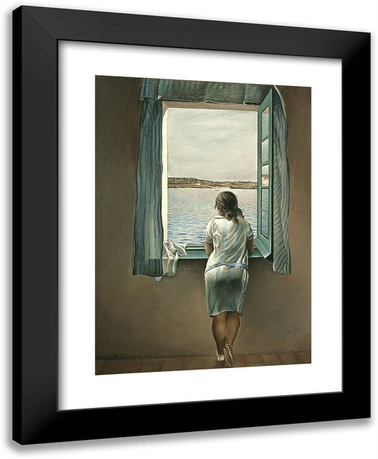 Figure at a Window 19x24 Black Modern Wood Framed Art Print Poster by Dali, Salvador