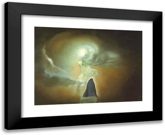 Figure in the Shape of a Cloud 24x20 Black Modern Wood Framed Art Print Poster by Dali, Salvador