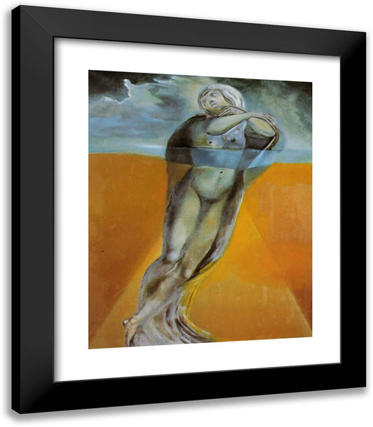 Figure in the Water - After a Drawing by Michelangelo for the 'Resurrection of Christ' 20x23 Black Modern Wood Framed Art Print Poster by Dali, Salvador