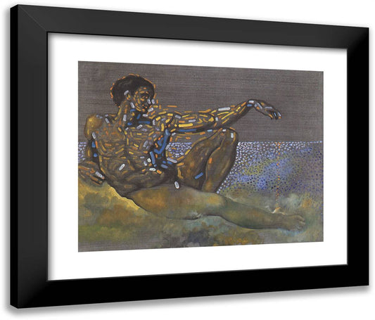 Figure Inspired by the Adam of the Ceiling of the Sistine Chapel 24x20 Black Modern Wood Framed Art Print Poster by Dali, Salvador