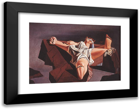 Figure on the Rocks 24x19 Black Modern Wood Framed Art Print Poster by Dali, Salvador