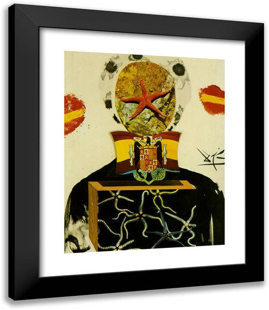 Figure with Flag. Illustration for 'Memories of Surrealism' 20x23 Black Modern Wood Framed Art Print Poster by Dali, Salvador