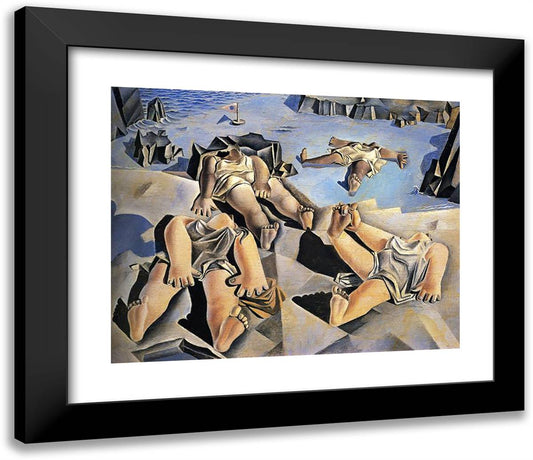 Figures Lying on the Sand 23x20 Black Modern Wood Framed Art Print Poster by Dali, Salvador