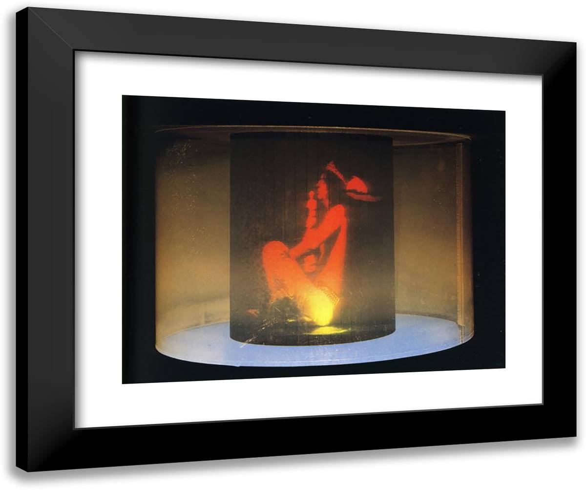 First Cylindric Crono-Hologram. Portrait of Alice Cooper's Brain 24x20 Black Modern Wood Framed Art Print Poster by Dali, Salvador