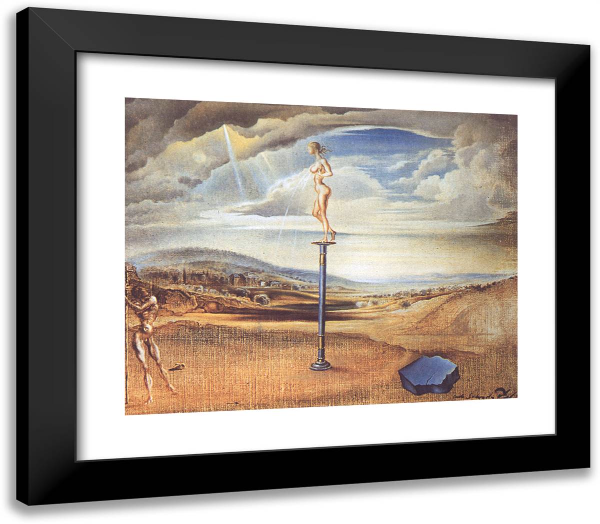 Fountain of Milk Spreading Itself Uselessly on Three Shoes 23x20 Black Modern Wood Framed Art Print Poster by Dali, Salvador