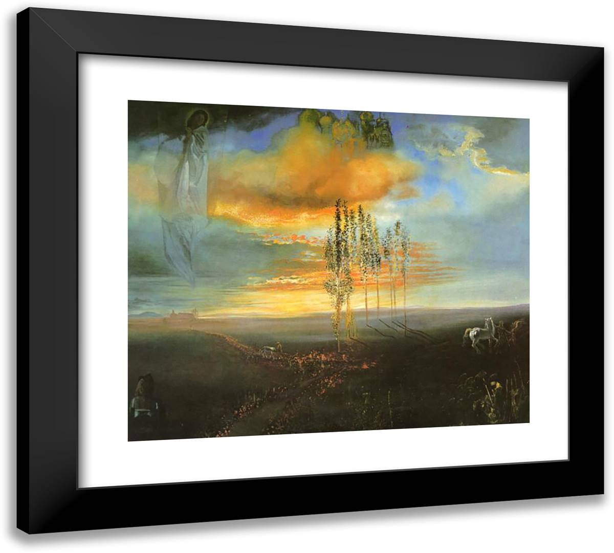 Gala's Castle at Pubol 22x20 Black Modern Wood Framed Art Print Poster by Dali, Salvador