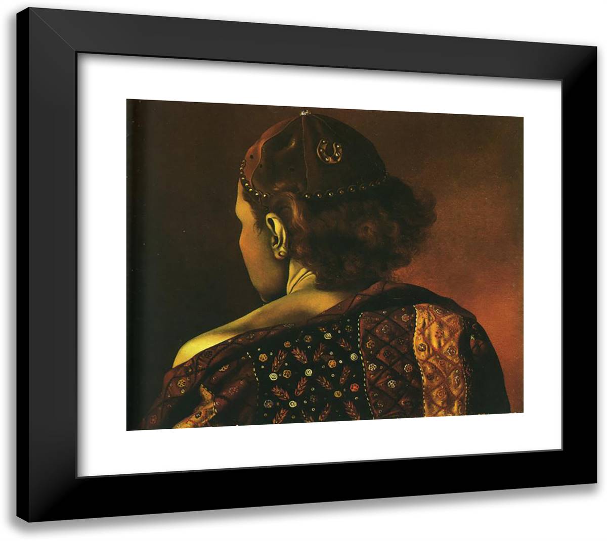 Geodesic Portrait of Gala 22x20 Black Modern Wood Framed Art Print Poster by Dali, Salvador