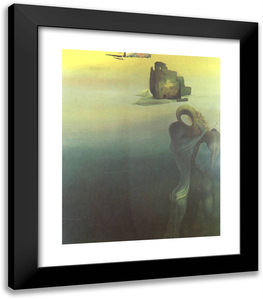 Gradiva Finds the Anthropomorphic Ruins 20x23 Black Modern Wood Framed Art Print Poster by Dali, Salvador