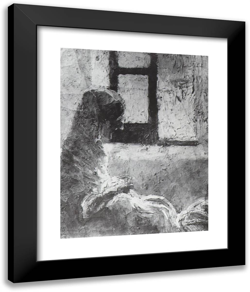 Grandmother Ana Sewing 20x24 Black Modern Wood Framed Art Print Poster by Dali, Salvador