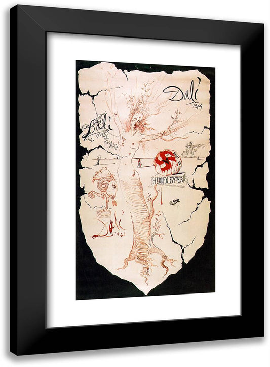 Hidden Faces II 17x24 Black Modern Wood Framed Art Print Poster by Dali, Salvador