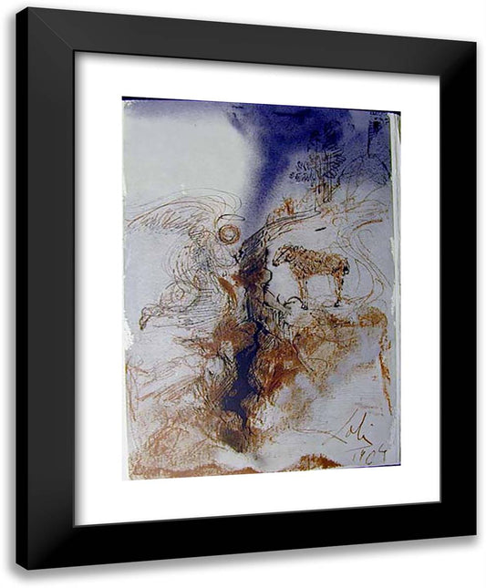 Hircus Caprarum Super Faciem Terrae 19x24 Black Modern Wood Framed Art Print Poster by Dali, Salvador