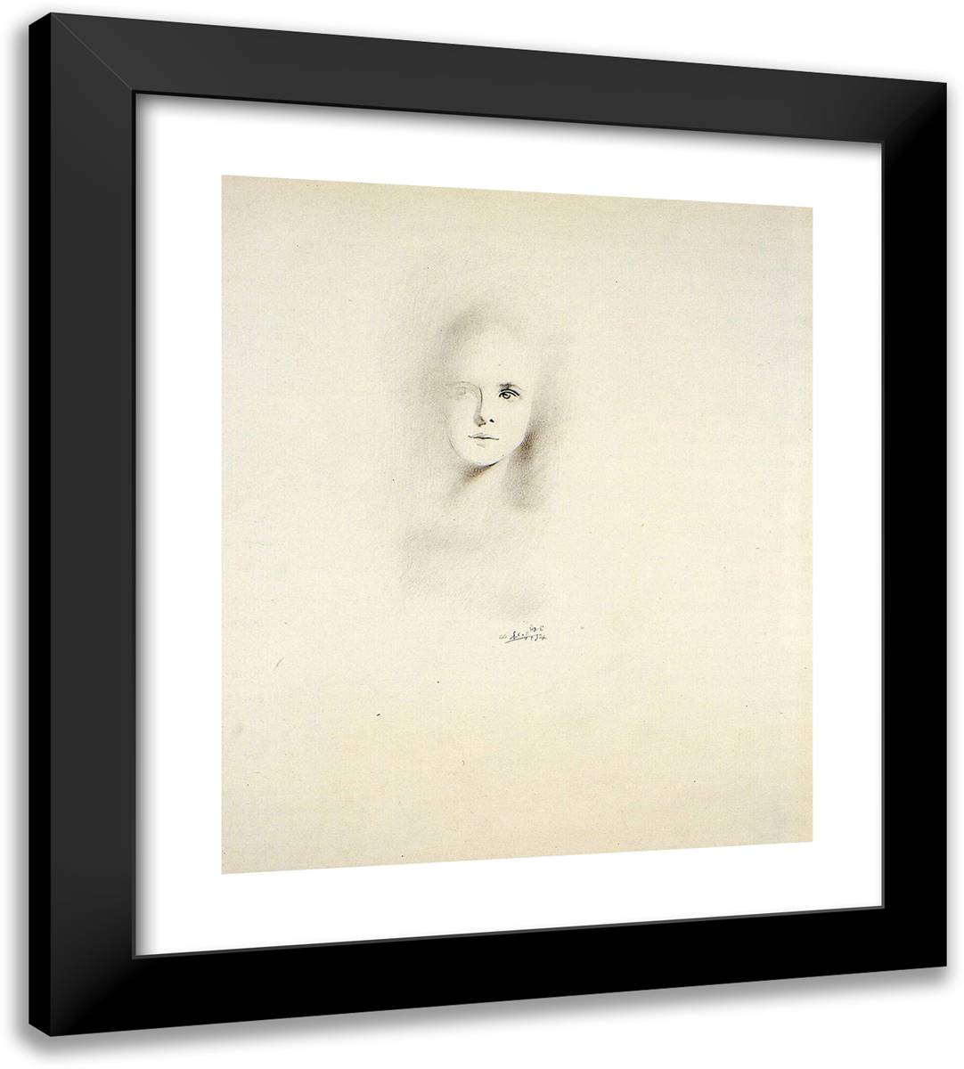 Imaginary Portrait of Lautraamont at the Age of Nineteen Obtained According to the Paranoiac-Critical Method 20x22 Black Modern Wood Framed Art Print Poster by Dali, Salvador