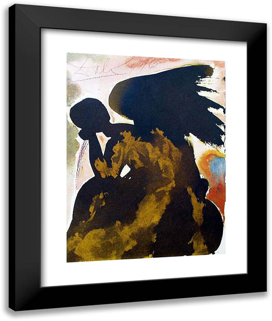 Inter Filios Die Affuit Etiam Satan (Job 26) 20x24 Black Modern Wood Framed Art Print Poster by Dali, Salvador