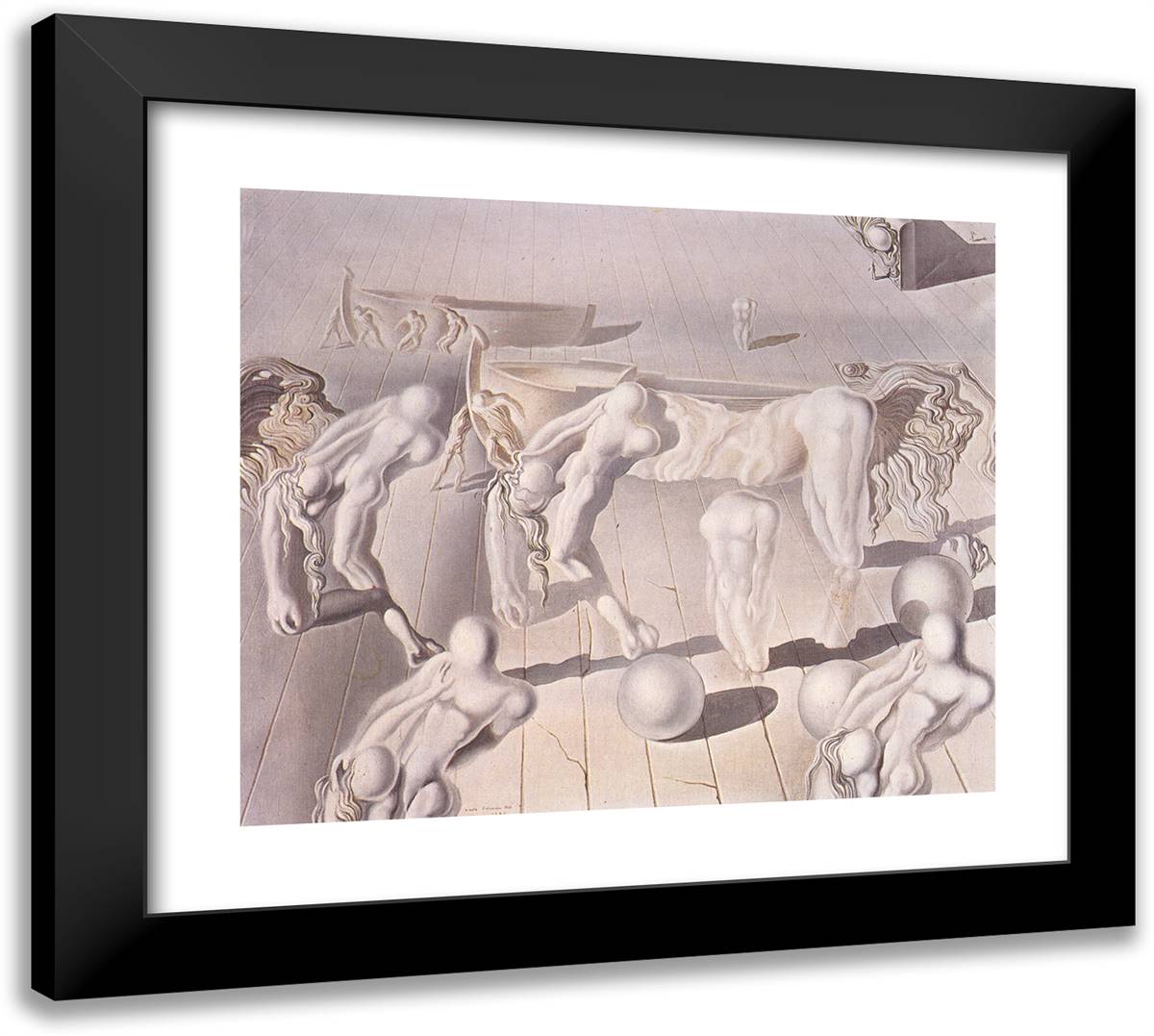 Invisible Sleeping Woman, Horse, Lion 22x20 Black Modern Wood Framed Art Print Poster by Dali, Salvador