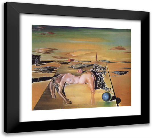 Invisible Sleeping Woman, Horse, Lion II 22x20 Black Modern Wood Framed Art Print Poster by Dali, Salvador