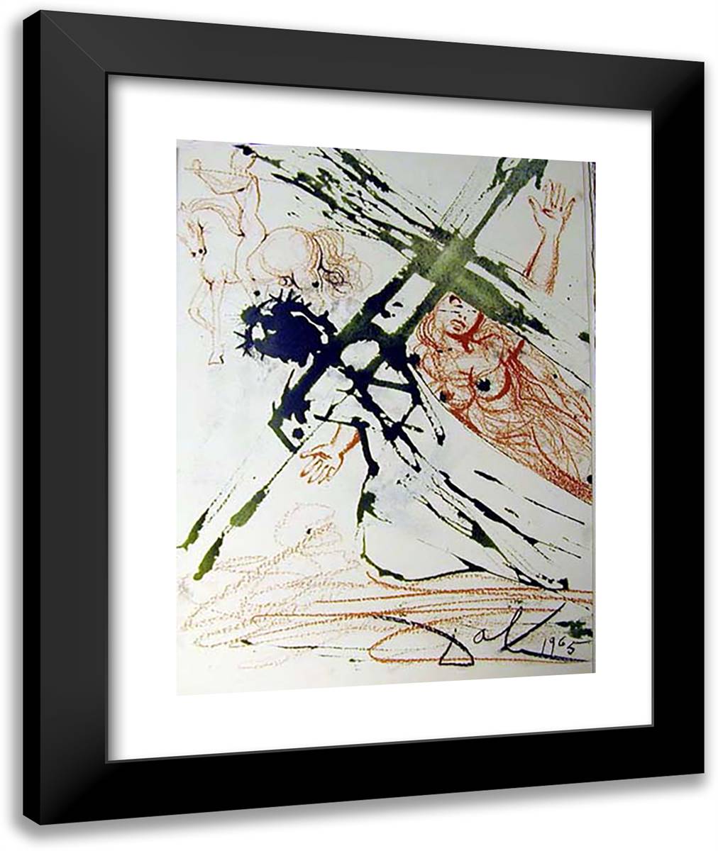 Jesus Carrying the Cross 20x24 Black Modern Wood Framed Art Print Poster by Dali, Salvador
