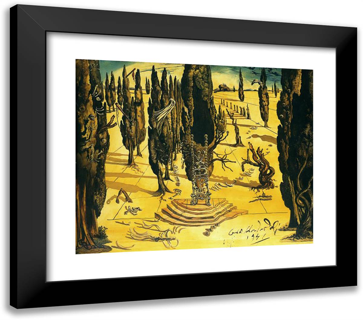 Labyrinth II 23x20 Black Modern Wood Framed Art Print Poster by Dali, Salvador