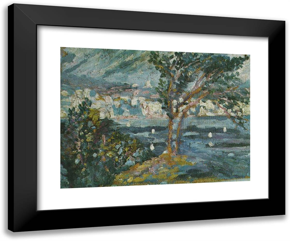 Landscape (Cadaques) 24x20 Black Modern Wood Framed Art Print Poster by Dali, Salvador