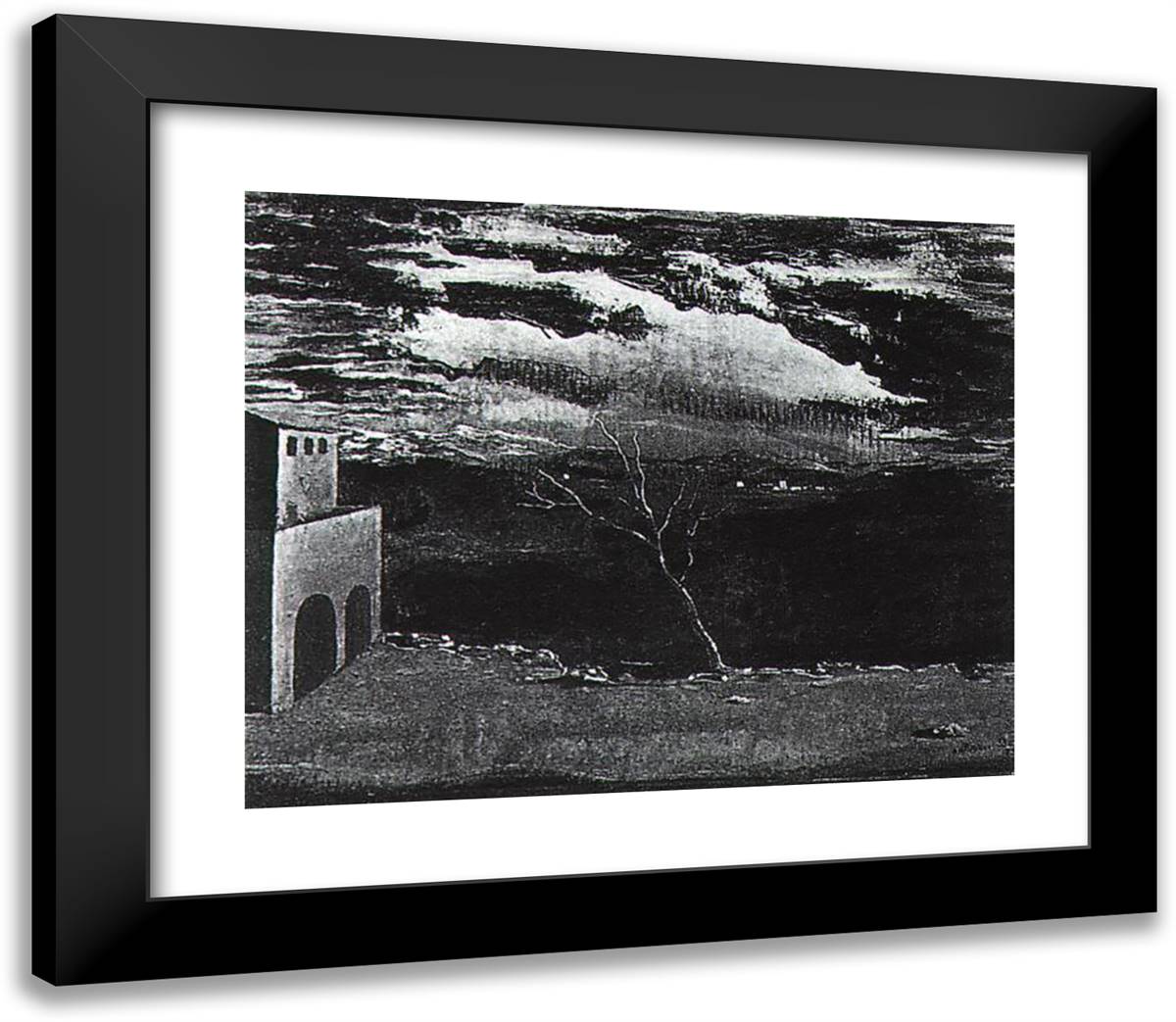Landscape Near Ampurdan 23x20 Black Modern Wood Framed Art Print Poster by Dali, Salvador