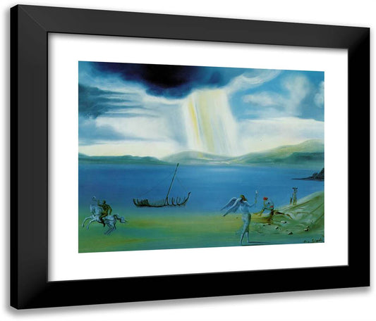 Landscape Near Port Lligat 24x20 Black Modern Wood Framed Art Print Poster by Dali, Salvador