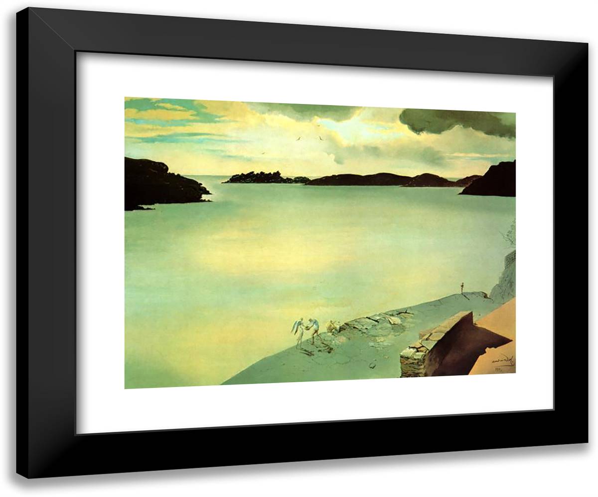 Landscape of Port Lligat 24x20 Black Modern Wood Framed Art Print Poster by Dali, Salvador