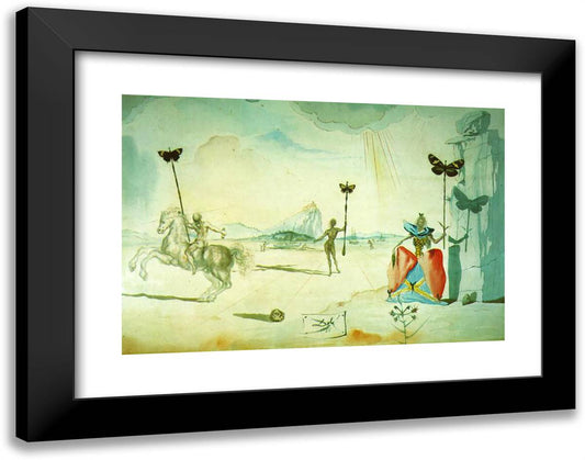 Landscape with Cavalier and Gala 24x19 Black Modern Wood Framed Art Print Poster by Dali, Salvador