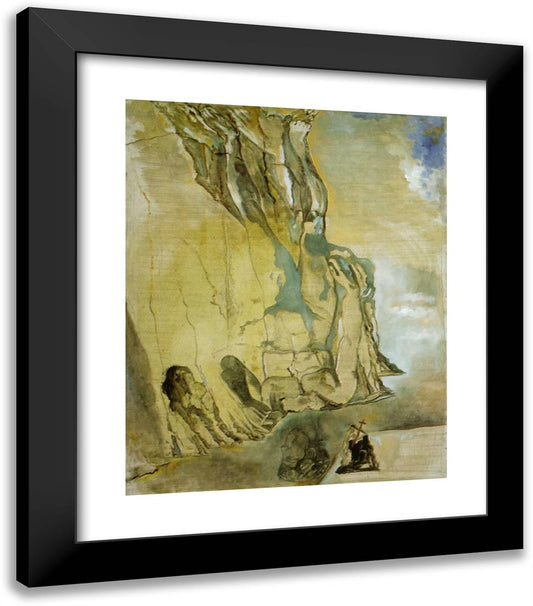 Landscape with Hidden Image of Michelangelo's 'David' 20x23 Black Modern Wood Framed Art Print Poster by Dali, Salvador